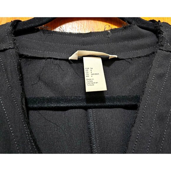 H & M Black Wrap Blouse Women's Size 4 V-Neck Long Sleeve - Picture 5 of 15